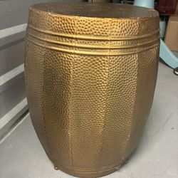 💫 Hammered Gold Metal Side Table / Decorative Accent Drum 💫