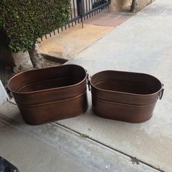 2 Metal Containers Copper Color 