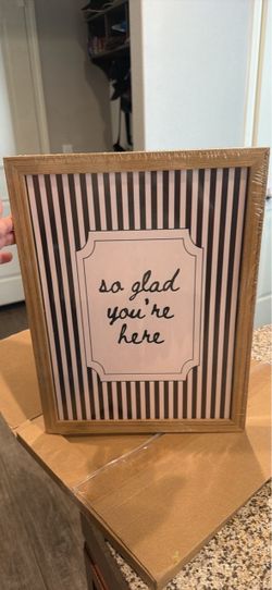 Framed "So Glad You're Here" Wall Art 12x16