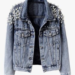 Pearl Embroidered Jean Jacket
