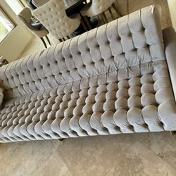 Chic  Tufted Couch And 2 Chairs Set 