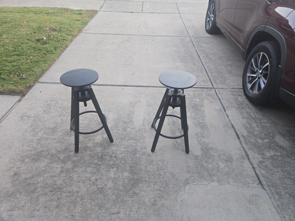 Black Adjustable Wooden Stools