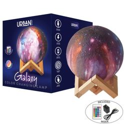 (NEW) (1 AVAILABLE) URBAN SHOP 3D PRINT COLOR CHANGING MOON LAMP WITH WOOD STAND, REMOTE CONTROL AND USB ADAPTOR - SIZE: 7.5” x 5.5”