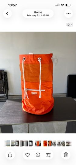 Orange Mesh Drawstring Bucket Bag