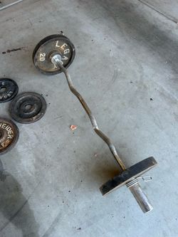 Curl Bar and Weights