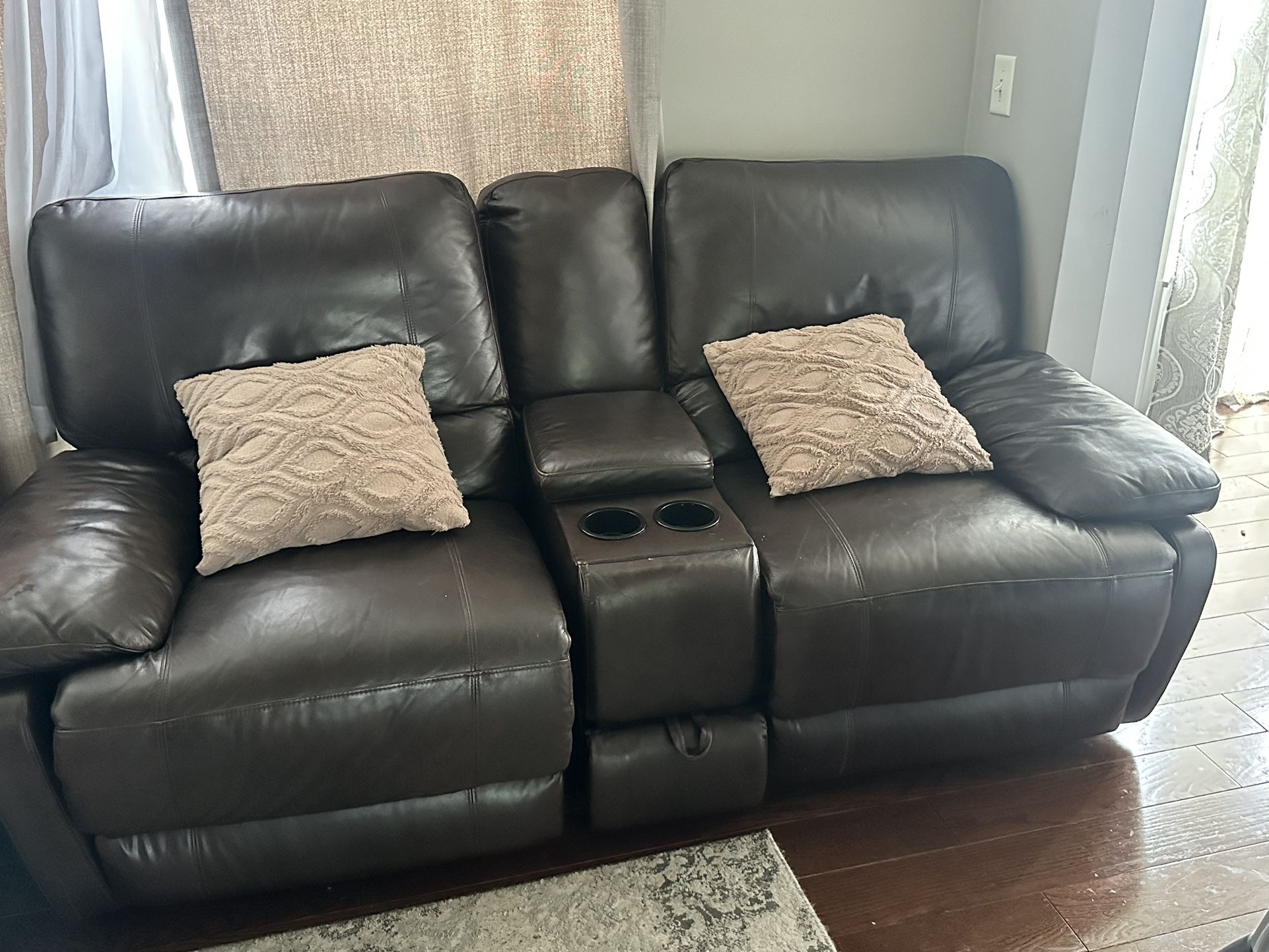 Leather Reclining Love Seat And Chair