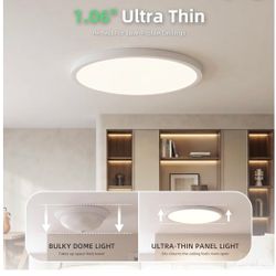 24Inch White Large LED Flush Mount Ceiling Light, 50W, 5480LM, 3CCT