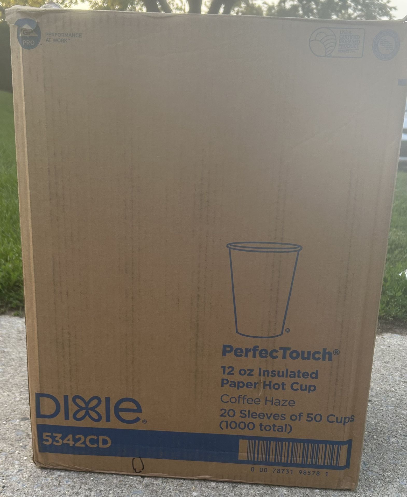 Dixie PerfecTouch Insulated Paper Hot Cups, 12 oz., Design - Coffee Haze, 1000 Box/ Carton (5342CD)