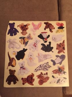 Ty beanie baby stickers official collectors club sheet of stickers mint