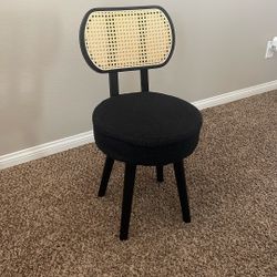 Rattan & Black Vanity Chair