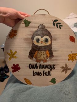 Owl fall wood art handmade