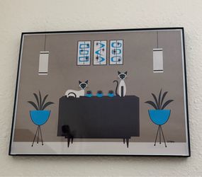 Mid century framed artwork