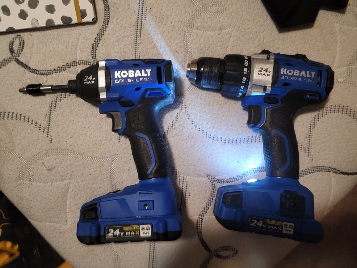 24v Kobalt Impact And Compact Drill With 2 Batteries