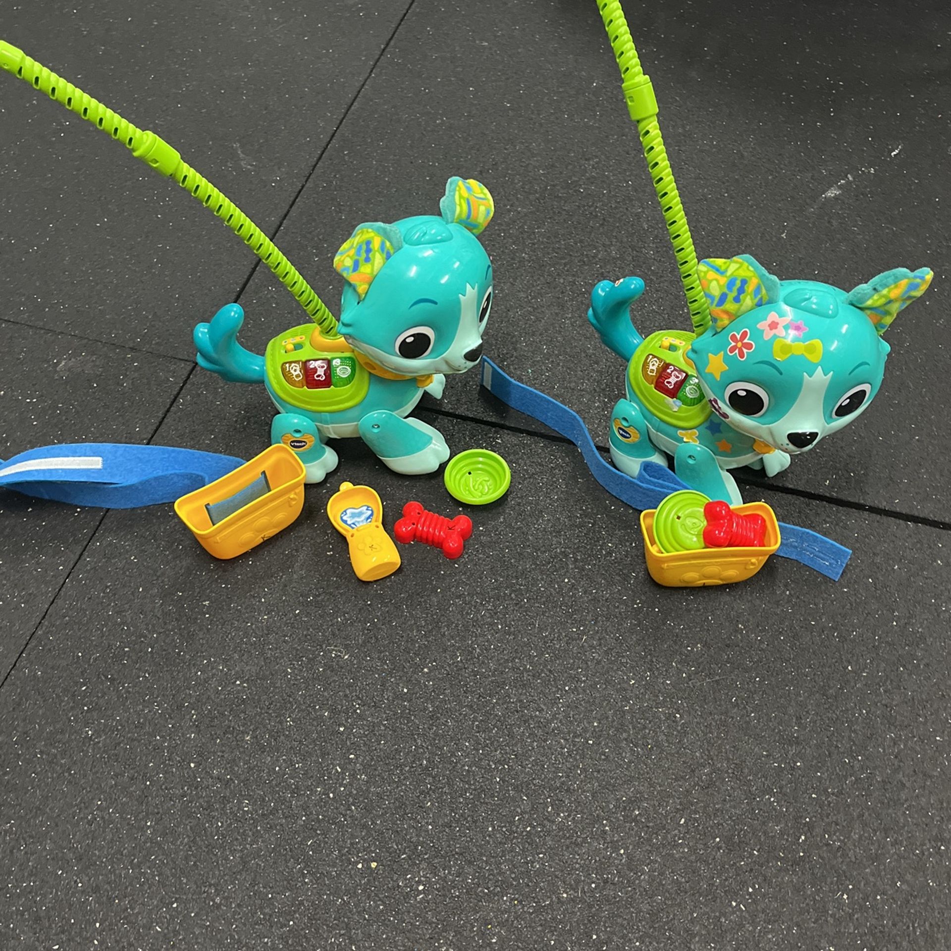 Two (2) Battery Powered Walking Toy Dog (vtech)