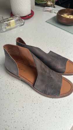 Free People Sandal Wrap Flat Mont Blanc Leather Cut Out Gray Women's Size 7.5