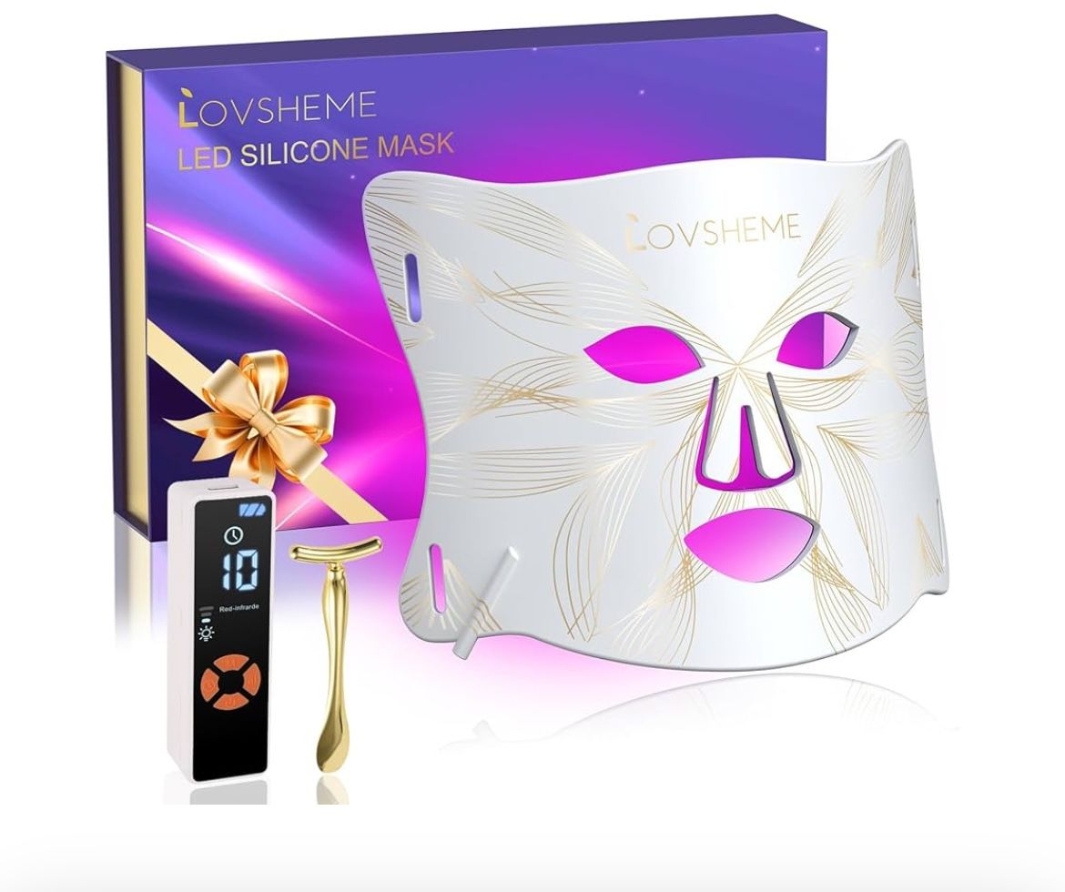 Red Light Therapy for Face, LED Face Mask Light Therapy, Red Light Therapy Mask for Acne, Wrinkles and Skin Rejuvenation, 320 LEDS, 3 Modes, 10-Min Au