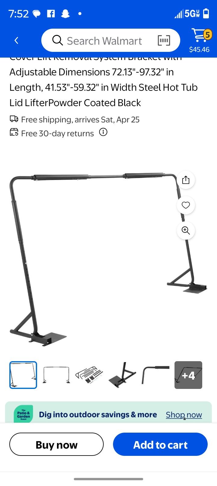 Hot Tub Cover Lifter Spa Cover Lifter Under Mount Removal System H42-60" L72-97"