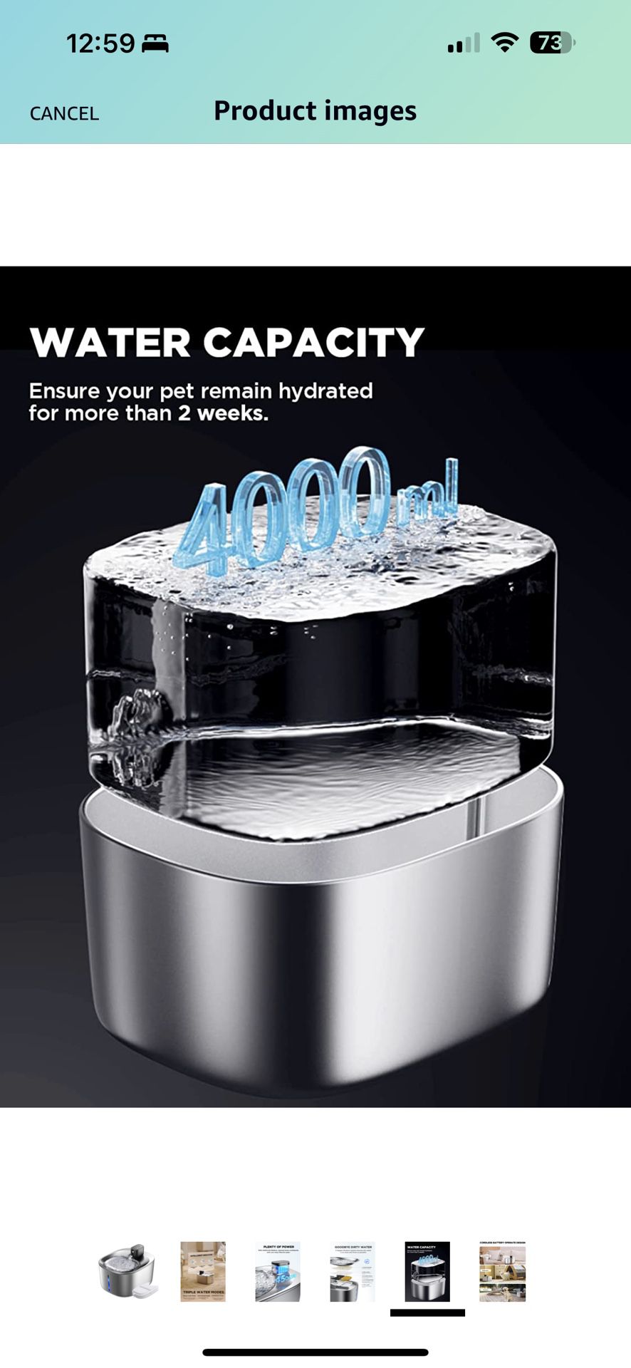 Cat Water Fountain Battery Operated, 4L/135fl oz Stainless Steel Pet Water Fountain for Cats Dogs with Motion Sensor
