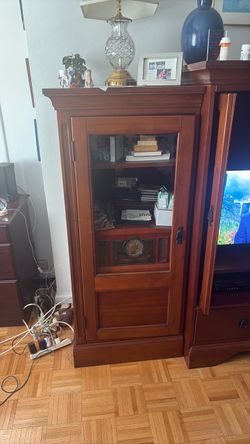 Vintage Style Wooden Media Cabinet wi