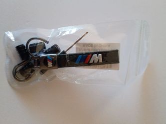 BMW M Luxury Leather Keychain Keyring with tire valve caps