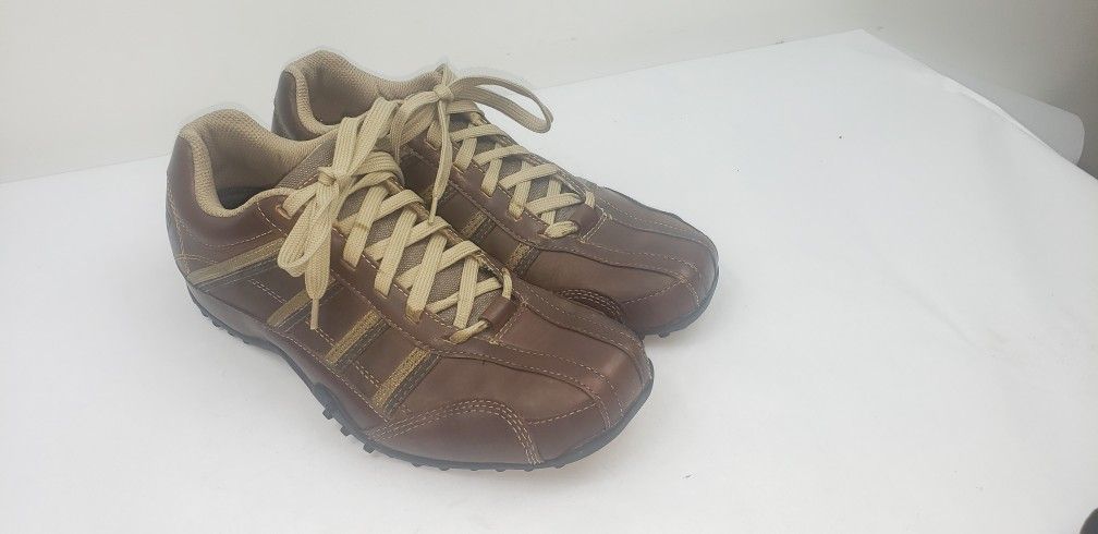 Skechers Mens Size 8 Urban Track Tao Leather Sneakers Shoes Brown 60449