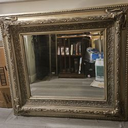 Beautiful Large Antique Beveled Mirror