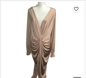 BooHoo Twist Front Plunge Slinky Midi Dress