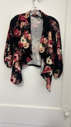 Floral Top open-front cardigan or blazer