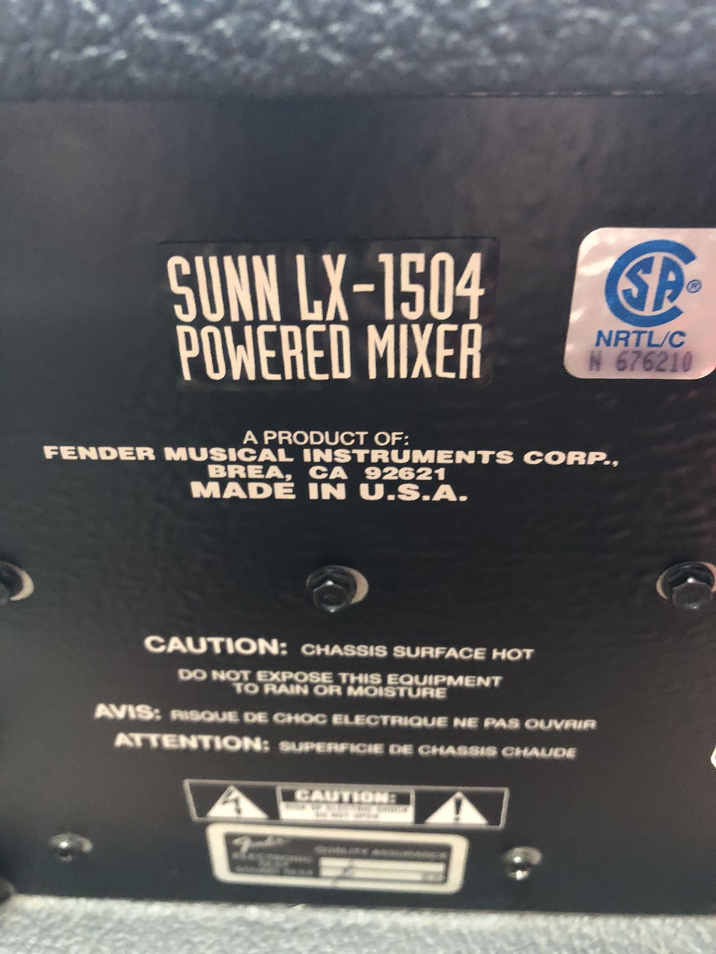 Sunn LX 1504 By Fender Powered Mixer for Sale in Vista, CA OfferUp