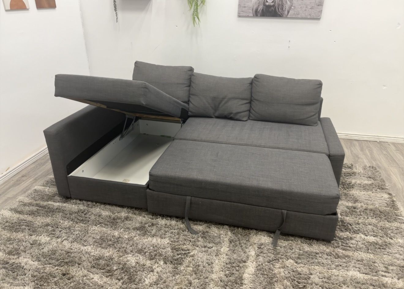 Grey Sleeper Sectional Couch - Free Delivery 