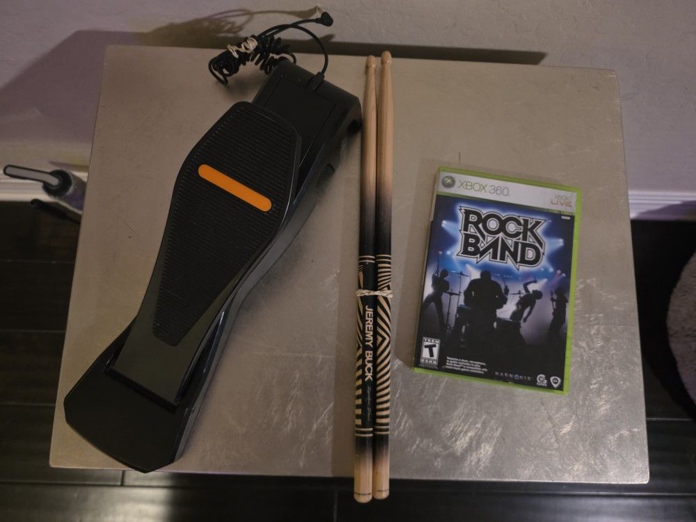 Xbox 360 Rock Band Game, Drum Pedal & Drum Sticks