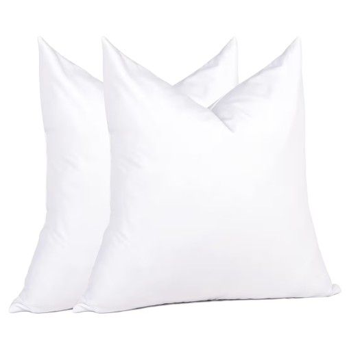 puredown® 18 x 18 Decorative Feather Down Throw Pillow Inserts (Set of 2, White) for Sofa, Couch, Bed, Machine Washable