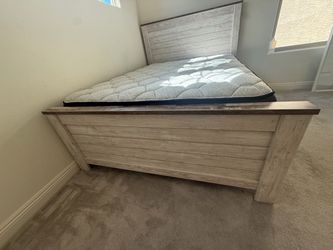 Rustic White Wood Bed Frame