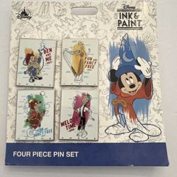 Disney Parks Pin Ink And Paint Booster Park Pins Trading Set 4-Pack NEW