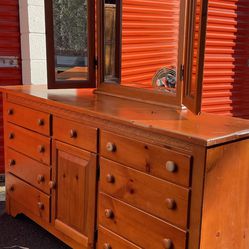Quality Real Wood Long Dresser With Big Drawers, Big Mirror . Drawers Sliding Smoothly Great Confition