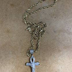 Rope Chain And Diamond Cross 