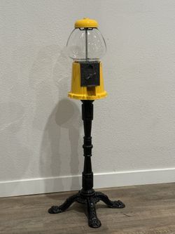 PLAYFUL gumball machine - cast iron base - coin operated - mechanical - yellow - delivery available
