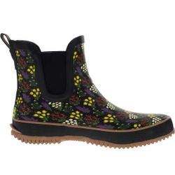 Western Chief Women's Chelsea Waterproof Rain Boot, Graden Shoes - Midnight Flower Black