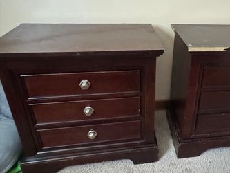 Dark Brown Wooden 3-Drawer Nightstand