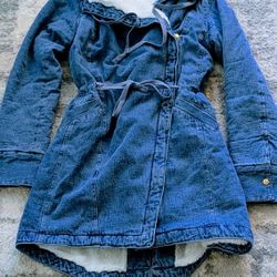 Women's Sherpa Lined Denim Coat Size XS