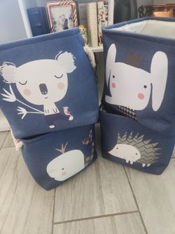 Animal Print Canvas Storage Bins Set
