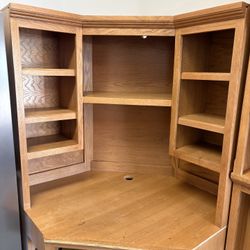 4 Piece Solid oak Corner Desk With Hutches