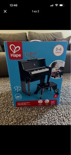 Hape Learn with Lights Black Piano with Stool