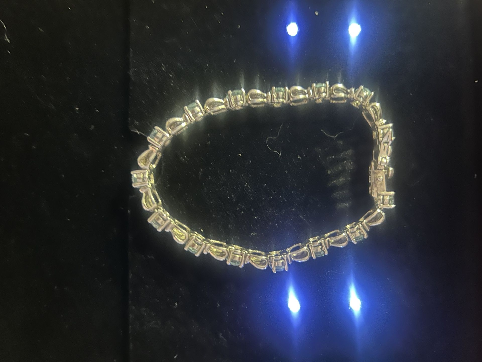 925 Silver Oval Blue Topas  Bracelet 