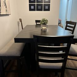 wooden dining room with expandable table and center cabinet💯