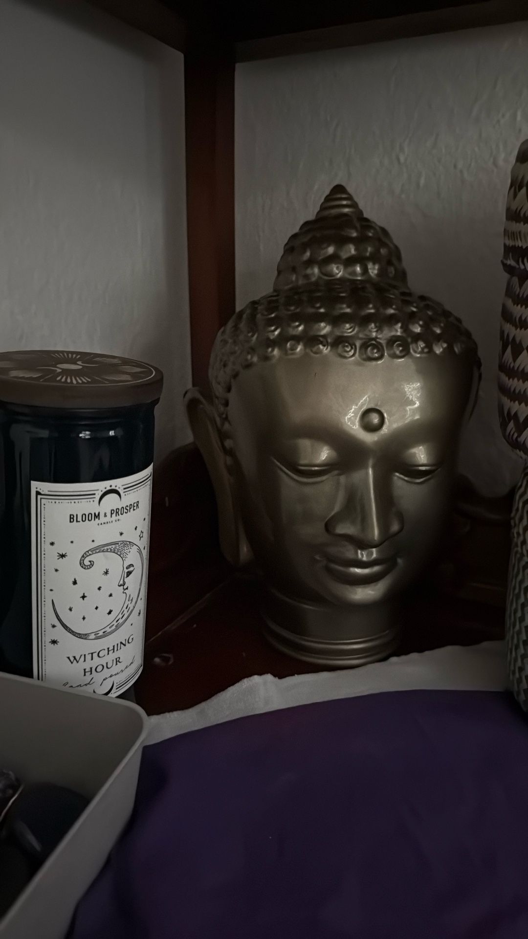 Glass, Bronze Color Buddha Head