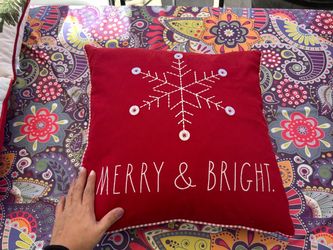 Merry & Bright Christmas Throw Pillow
