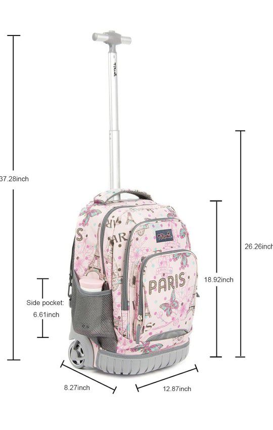 *NEW* Tilami Rolling Backpack 18 inch, Pink Butterfly Paris 