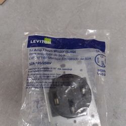 Leviton 279-S00 50 Amp, 125/250V, Nema 14-50R, 3P, 4W, Flush Mounting Receptacle, Straight Blade, Industrial Grade, Grounding, Side Wired, Steel Strap