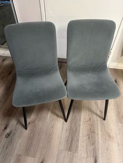 Grey velvet metal chairs (4)